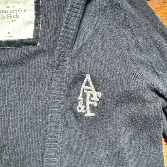 Abercrombie & Fitch Navy Blue Button Front Cardigan Sweater Women’s Medium - Picture 3 of 4